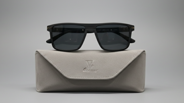 Cartier-Original Polarized Sunglasses Matt Black Smart Wayfarer Style