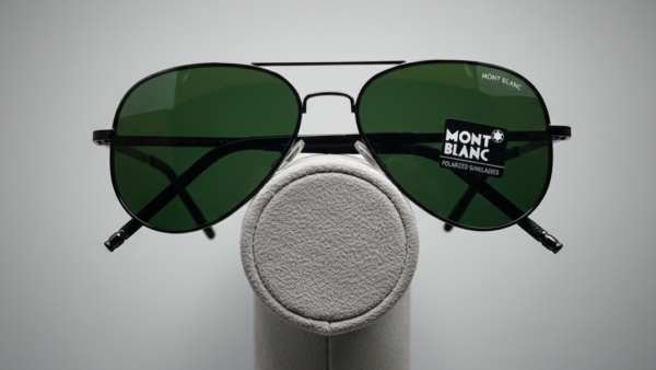 Mont Blanc- orignal polorized greenish crystal glass -aviator shape-stainless steel frame
